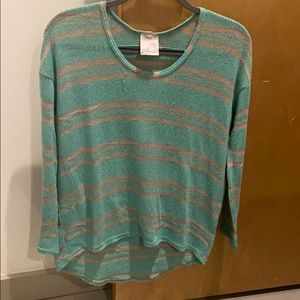 Teal and Grey Striped Sweater